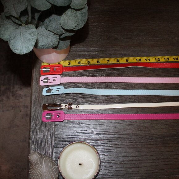 womens skinny faux leather dress belts lot of 5 - Picture 2 of 5